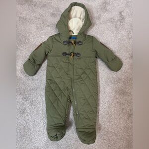 Perry Ellis Olive Quilted Baby Snowsuit